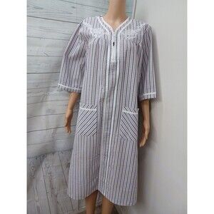 Silverts Adaptive Clothing Seersucker Robe Plaid Open Back Dress Housecoat Sz L